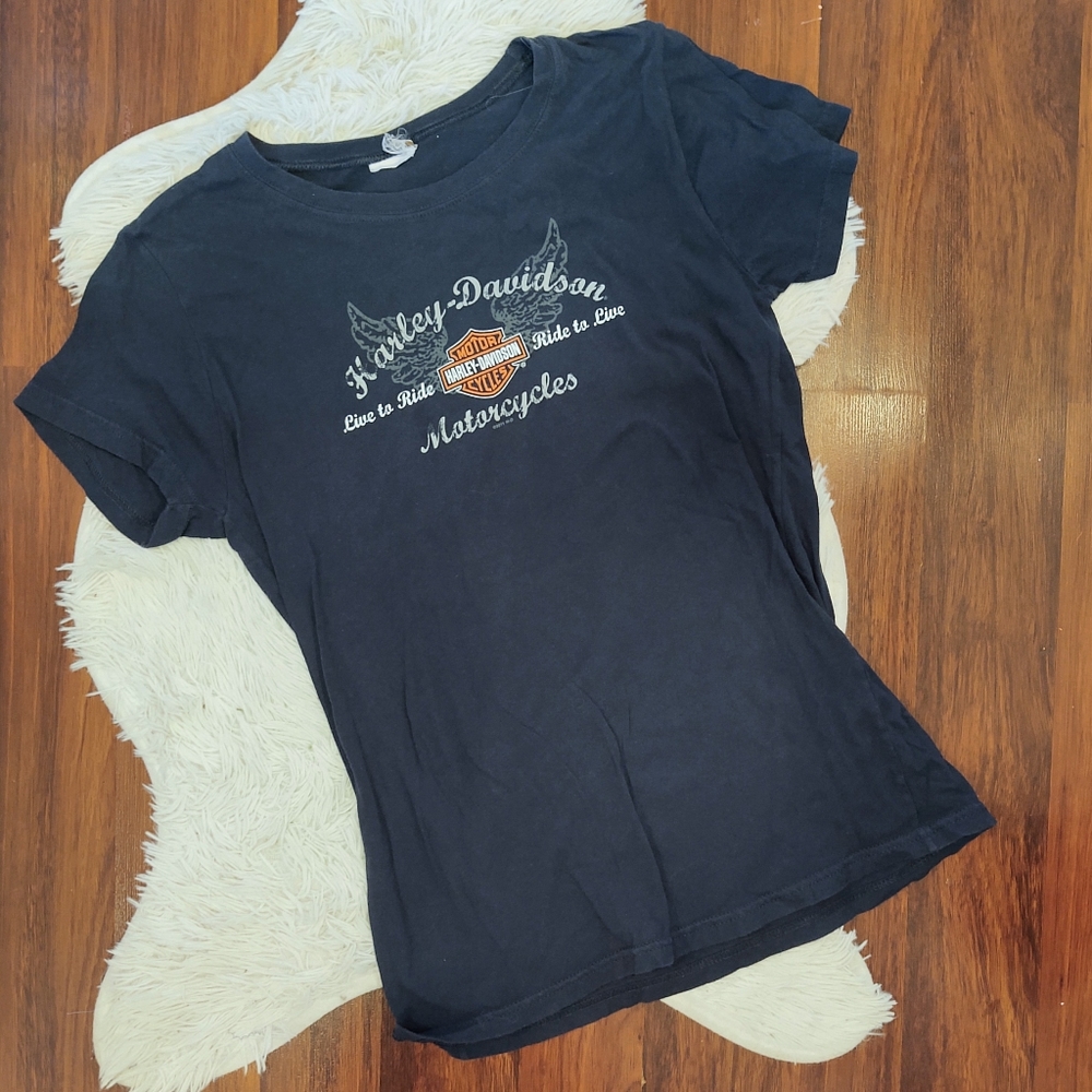 Harley-Davidson Live to Ride Wings Blue T-shirt